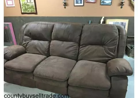 Microfiber double reclining couch